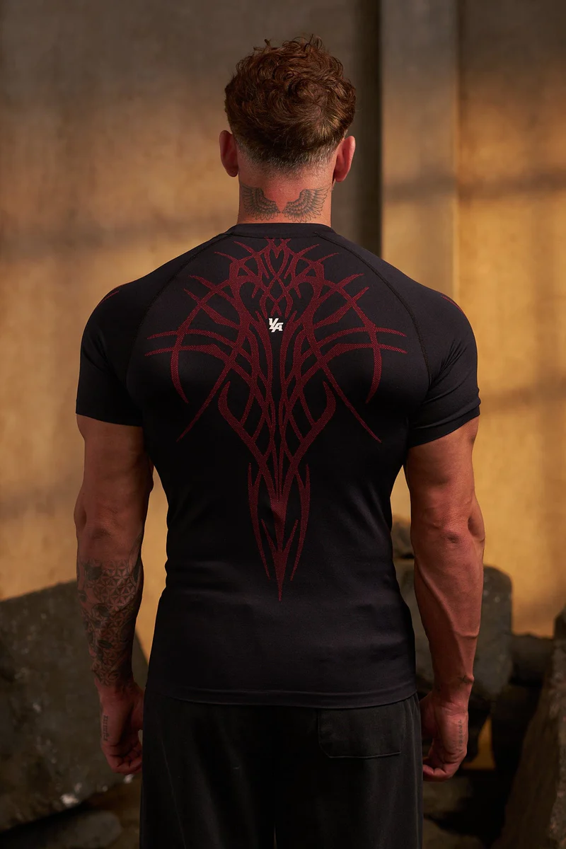 Gothic Compression Tees-Black/Red