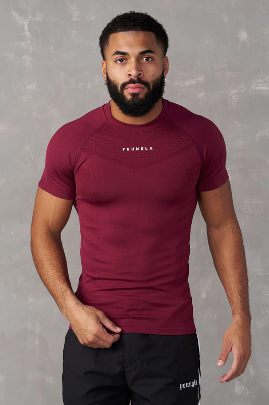 SuperVillain Compression Tees-Burgundy