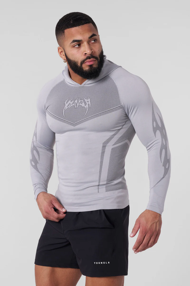Warrior Compression Hoodies-Light Grey