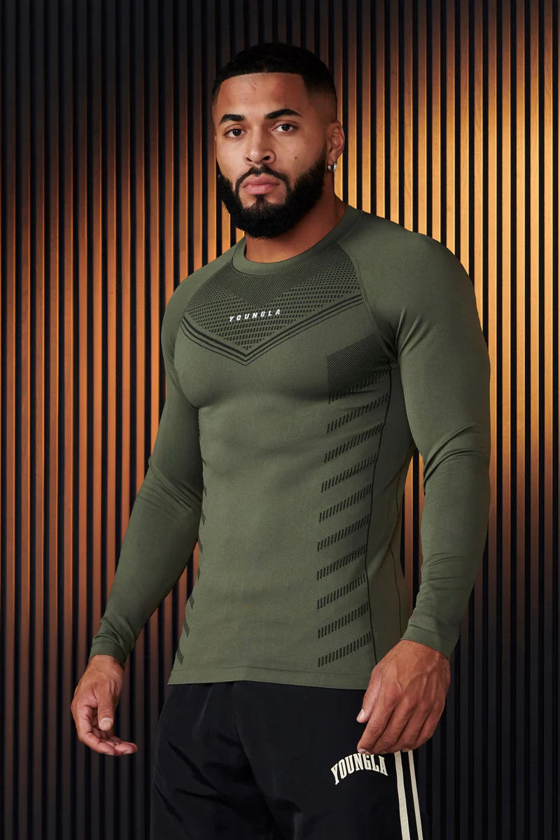 Superhero Compression Longsleeves-Olive Green