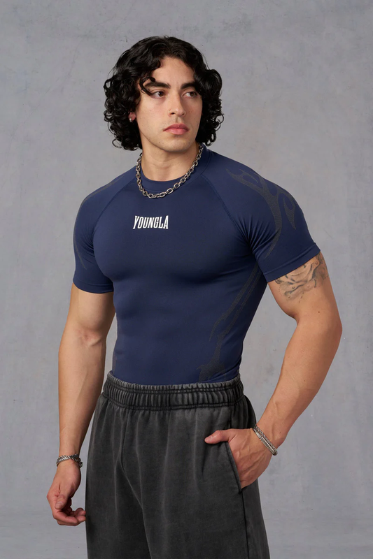 Gothic Compression Tees-Navy