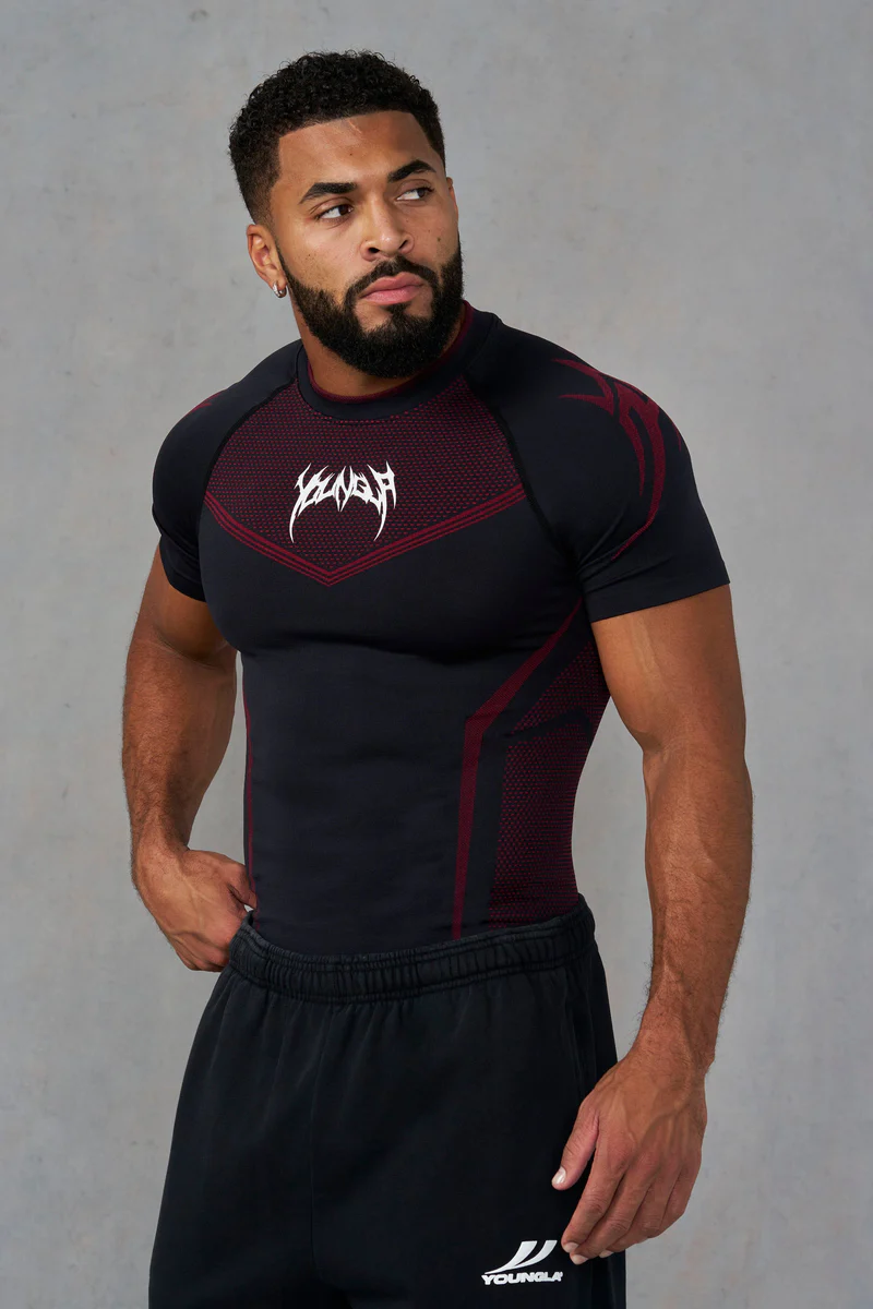 Warrior X Compression Tees-Black/Red